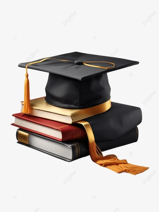 Graduation cap and books